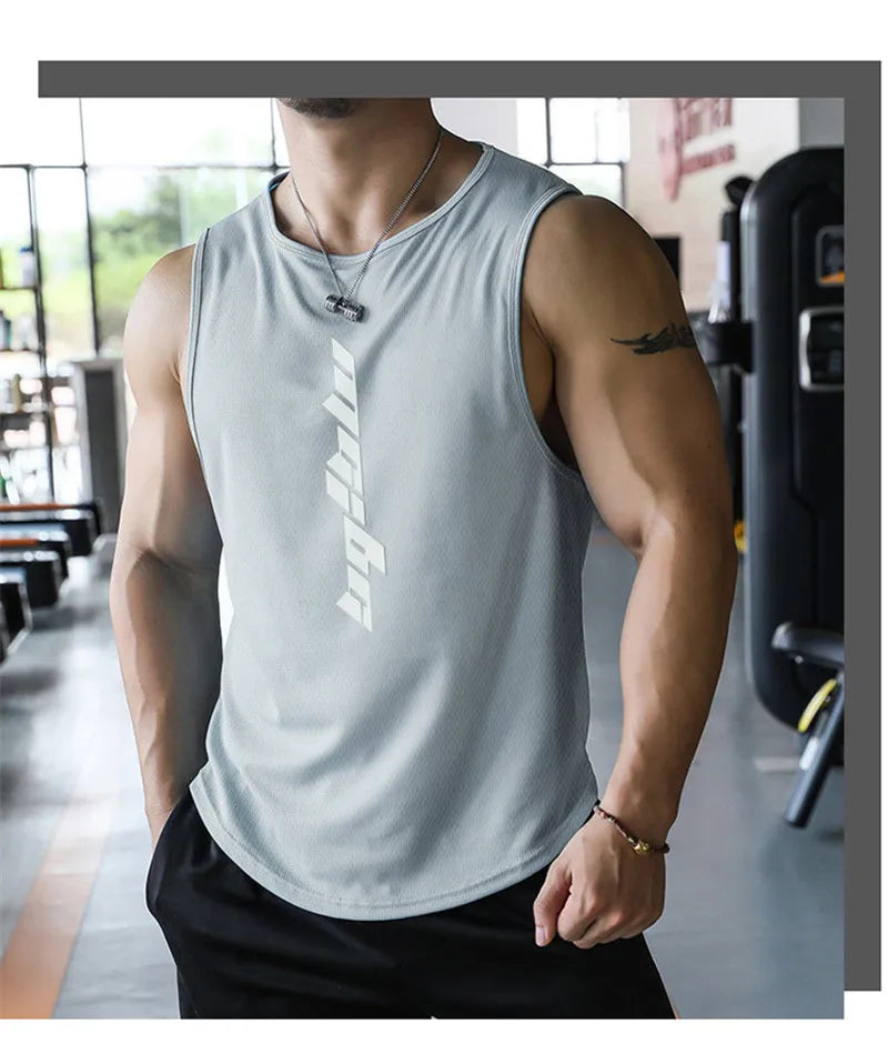 newest Fitness loose men tank top quick drying sleeveless t-shirt fitness clothes basketball training vest men sport undershirt